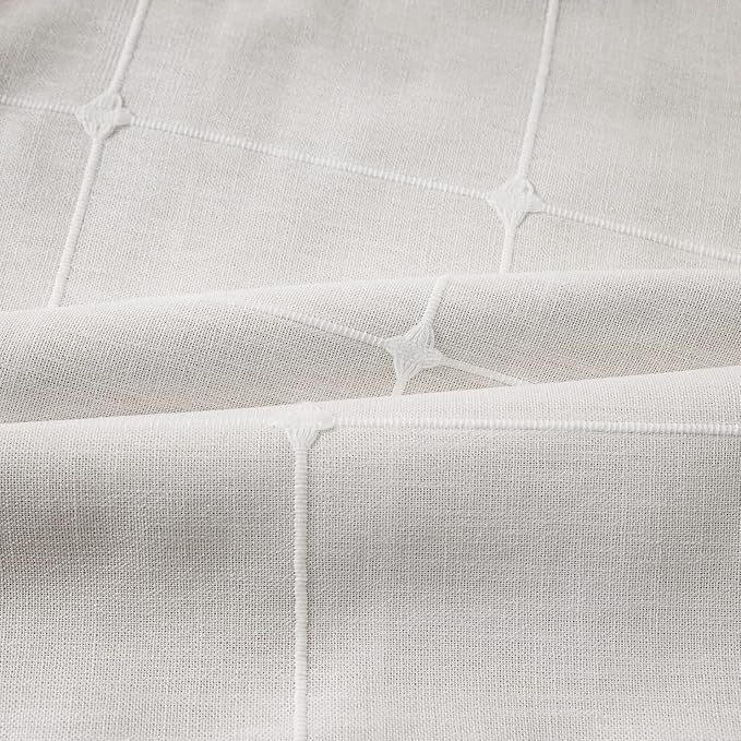Sutuo Home Boho Curtain for Bedroom 84 Inch Length, Light Filtering Country Farmhouse Vintage Chic Tassels Window Treatment Bohemian Grid Drape for Decor 1 Panel 52" W x 84" L, Cream White Plaids