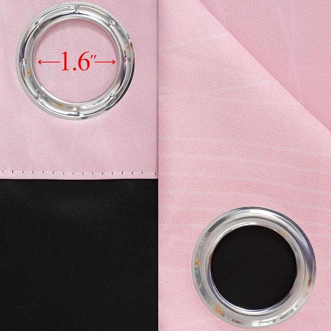 Pink and Grey Blackout Curtains 45 inches Long,Ombre Full Room Darkening Window Curtains for Living Room,Grommet Thermal Insulated Drapes,Light Blocking Curtains for Girls Bedroom,42x45 Inch, 2 Panels
