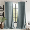 StangH Stone Blue Velvet Curtains for Living Room 62 inches Wide Soft Room Darkening Privacy Protect Drapes for Window Covering/Sliding Door/Office Divider, W62 x L90, 2 Panels