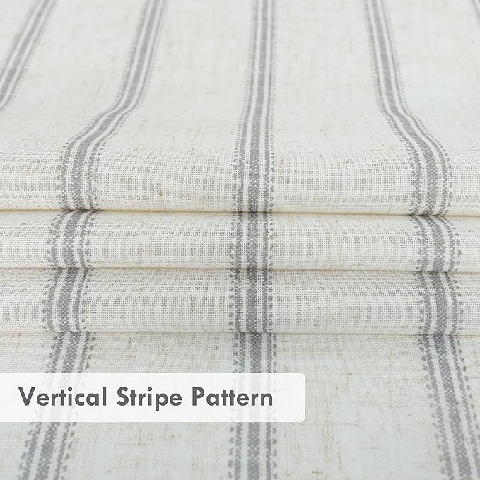 DriftAway Farmhouse Vertical Striped Linen Blend Textured Light Filtering Semi Sheer Curtains for Living Room Bedroom 120 Inches Long Drapes 2 Panels