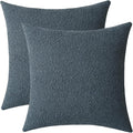 Jeneoo Grey Blue Decorative Square Thick Accent Throw Pillow Covers Fine Textured Boucle Couch Cushion Case for Home Livingroom Sofa Decor, Set of 2, 18 x 18 Inch