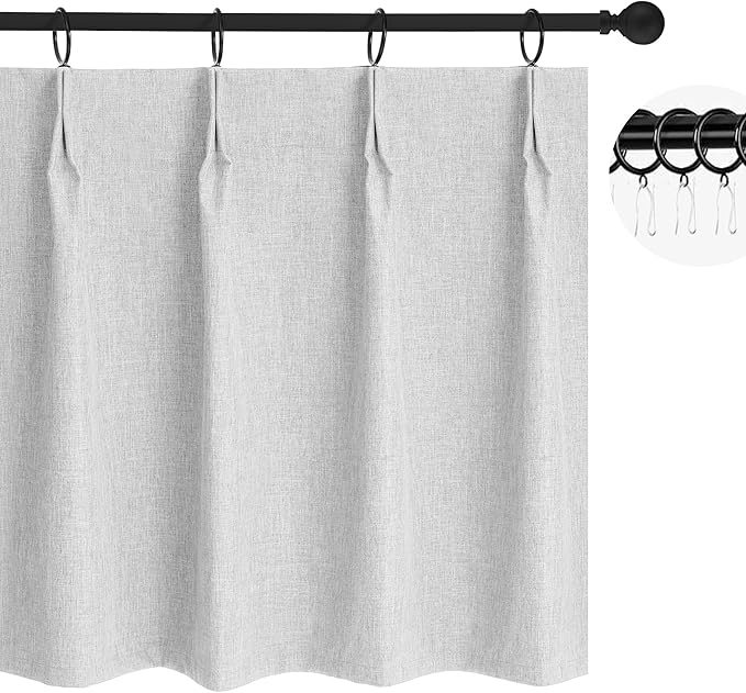 WdFour 42x84 Inch Blackout Curtains - Thermal Insulated Pinch Pleated Drapes, 100% Light Blocking, Extra Long Back Tab Panels for Bedroom & Living Room, Pack of 2 (Greyish White)