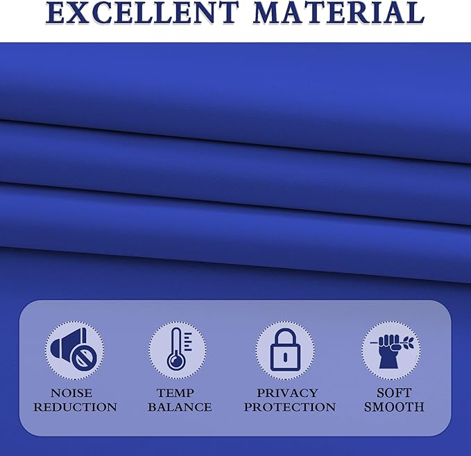 DONREN Klein Blue Blackout Curtains Panels for Bedroom - Thermal Insulated Solid Rod Pocket Curtains (42 by 84 Inch,2 Panels，Royal Blue)