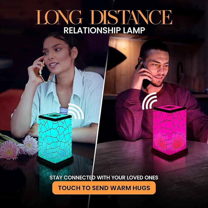 Friendship Lamp® by Filimin Classic - Best Friend Lamps Wi-Fi Touch Lamp LED Light for Long-Distance, Connection, Relationship, Friendship, Gifts, Love, 200+ Colors, App Setup - Set of 2