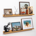 Fun Memories Picture Ledge Shelf, 36 Inch Floating Shelves Set of 2, Nursery Book Shelves for Toys Storage, Kids Bookshelf Wall Mounted for Wall Decor Books Photo Frames, Oak