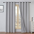 100% Blackout Curtains 90 Inch Length 2 Panels Set, Black Out Curtains for Living Room, Greyish White Thermal Insulated Grommet Drapes Bedroom Luxury Decor (52W × 90L inch, Greyish White)