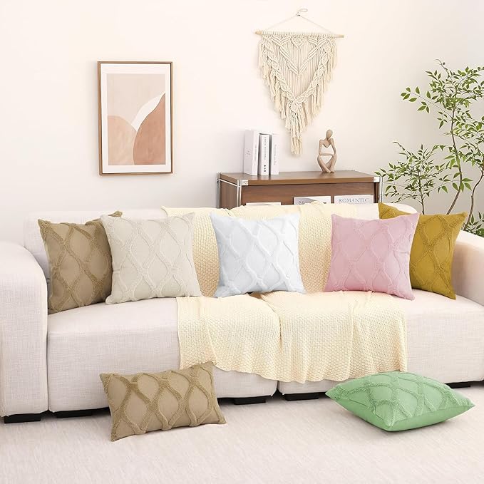 decorUhome Spring Euro Sham Throw Pillow Covers 26x26 Inch Set of 2, Soft Plush Faux Fur Wool Pure White Couch Pillow Covers, Decorative Neutral Pillow Cases for Bed Sofa Living Room Home Decor