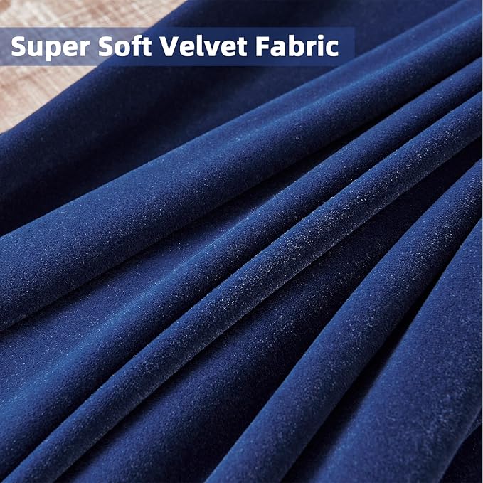 Joydeco Blue Velvet Curtains 120 inch Length 2 Panels Burg Set, Luxury Rod Pocket Thermal Insulated Window Blackout Curtain, Room Darkening Drapes for Living Dining Room Bedroom Privacy