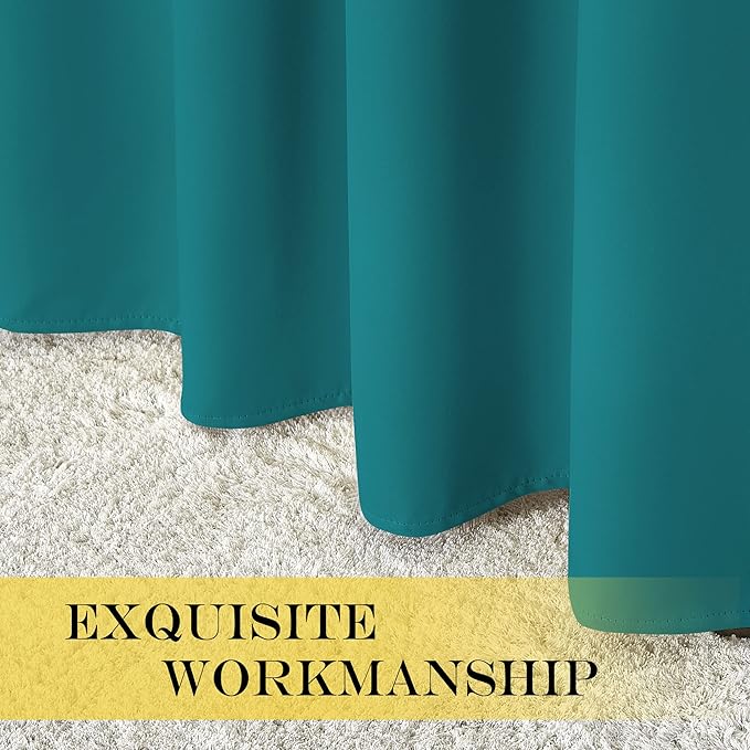 NICETOWN Peacock Teal Blackout Curtain for Living Room, Grommet Thermal Insulated Window Treatments Room Darkening Drape Sound Reducing for Bedroom, W52 x L95, 1 Panel