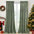 StangH Sage Green Curtains for Bedroom Velvet Room Darkening Thermal Insulated Window Drapes Elegant Home Decoration for Nursery Kids Living Dining Room, W52 x L102, 2 Panels