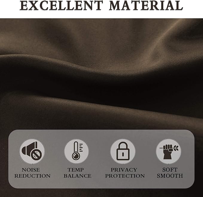 DONREN Blackout Rod Pocket Curtain Panels - Thermal Insulated Curtains for Living Room (Chocolate Brown,42 W x 72 L Inch,2 Panels)