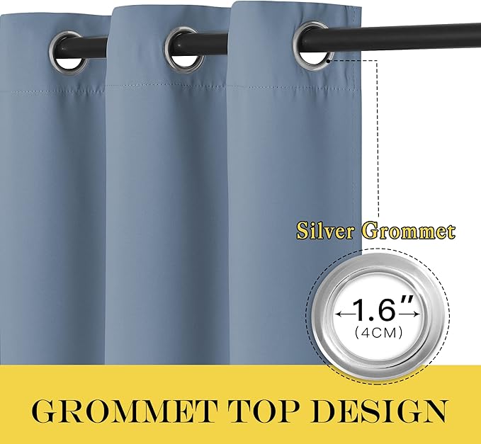 NICETOWN Room Darkening Curtain for Living Room - Energy Saving Thermal Insulated Grommet Room Darkening Curtain/Drape for Bedroom (1 Panel, 46 by 72, Stone Blue)