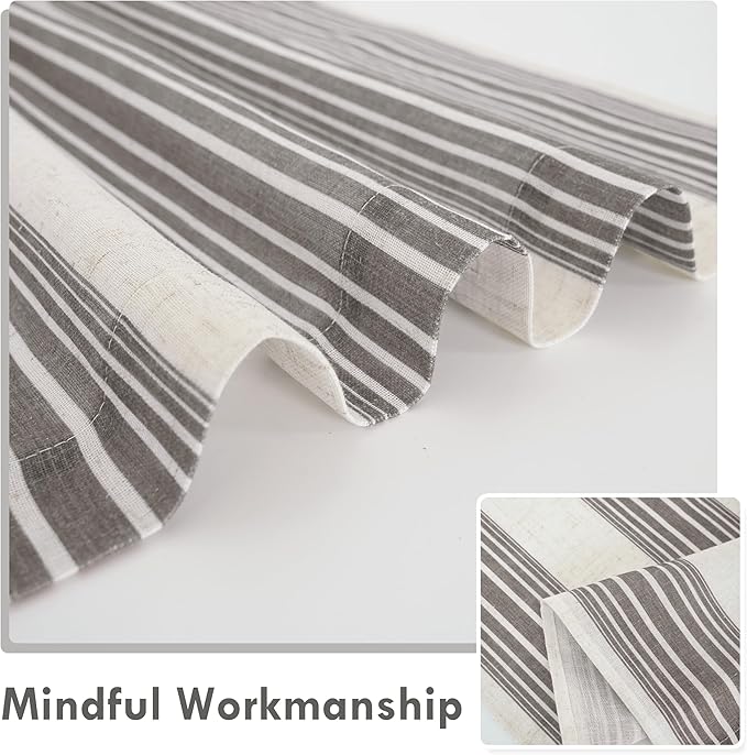 DriftAway Farmhouse Vertical Striped Linen Blend Textured Light Filtering Semi Sheer Curtains for Living Room Bedroom 108 Inches Long Drapes 2 Panels Broad Striped Grey