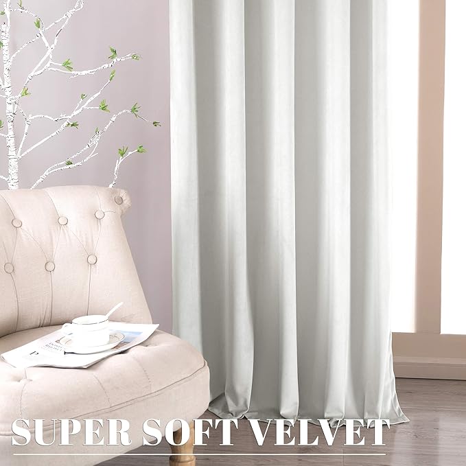 nanbowang Bleach Velvet Curtains - 42 Inches Width 84 Inches Long Soft Curtain Rod Pocket Thermal Insulated Window Treatment for Bedroom 2 Panels