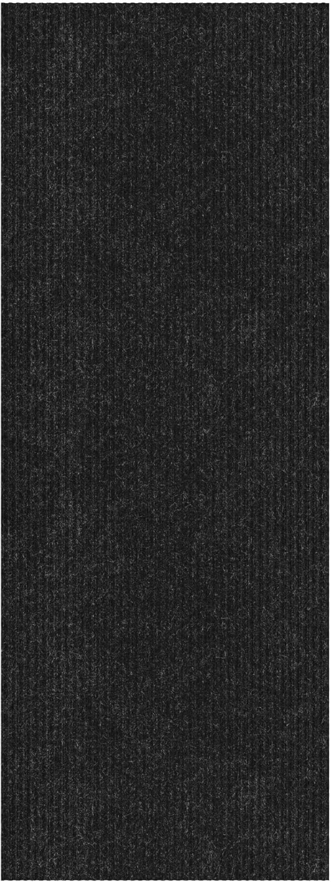 Ottomanson 2' x 37' Hallway Runner with Scraper Pile Extra Durable Non-Slip Rug Mat for Indoor & Outdoor Use - Ideal for Kitchen, Entryway, Patio & Garage - High-Traffic Carpet, Black