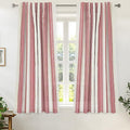DriftAway Farmhouse Vertical Striped Linen Blend Textured Light Filtering Semi Sheer Curtains for Living Room Bedroom 54 Inches Long Drapes 2 Panels Broad Striped Linen Red