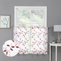 Tollpiz Burgundy Red Leaf Sheer Tier Curtains Leaves Embroidered Kitchen Short Curtain Rod Pocket Voile Bathroom Curtains for Cafe, 30 x 24 inches Long, Set of 2 Panels