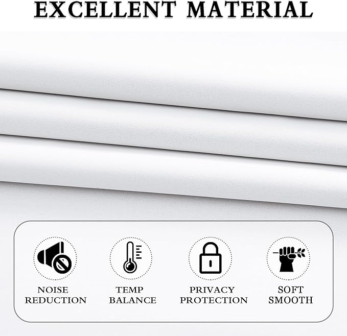 DONREN Half Blackout Curtain Panels for Small Window, Home Decoration Easy-Care Rod Pocket Draperies & Drapes, Window Covering for Kitchen (2 Panels, 42 by 54 inch Length, Snow White)
