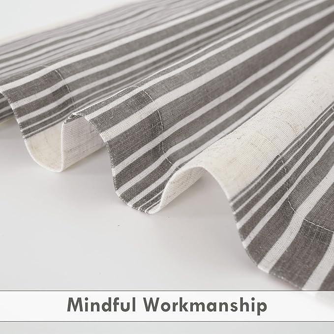 DriftAway Farmhouse Vertical Striped Linen Blend Textured Light Filtering Semi Sheer Curtains for Living Room Bedroom 84 Inches Long Drapes 2 Panels Broad Striped Gray