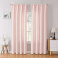 Tollpiz Linen Curtains Bedroom Rod Pocket Semi Sheer Curtain Burlap Light Filtering Thick Linen Drapes for Living Room, 54 x 84 inches Long, Pink, Set of 2 Panels