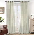 DriftAway Farmhouse Vertical Striped Linen Blend Textured Light Filtering Semi Sheer Curtains for Living Room Bedroom 96 Inches Long Drapes 2 Panels