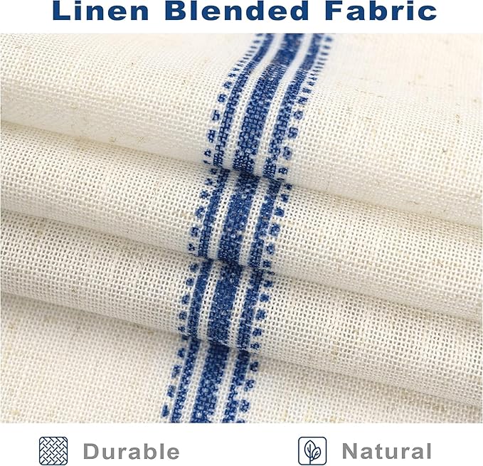 DriftAway Farmhouse Vertical Striped Linen Blend Textured Light Filtering Semi Sheer Curtains for Living Room Bedroom 84 Inches Long Drapes 2 Panels