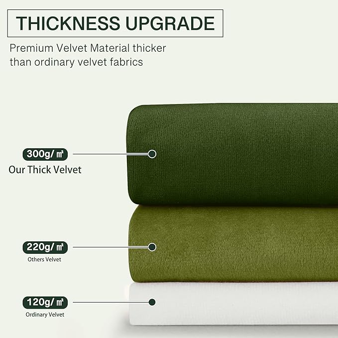 StangH Olive Green Velvet Curtains 108 inches Long Christmas Holiday Home Decor, Soft Thick Light Blocking Privacy Sliding Door Curtains for Dining Room, W52 x L108, 2 Panels