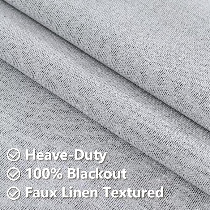 100% Blackout Curtains 84 Inch Length 2 Panels Set, Black Out Curtains for Living Room, Greyish White Thermal Insulated Grommet Drapes Bedroom Luxury Decor Privacy(70W × 84L inch, Greyish White)