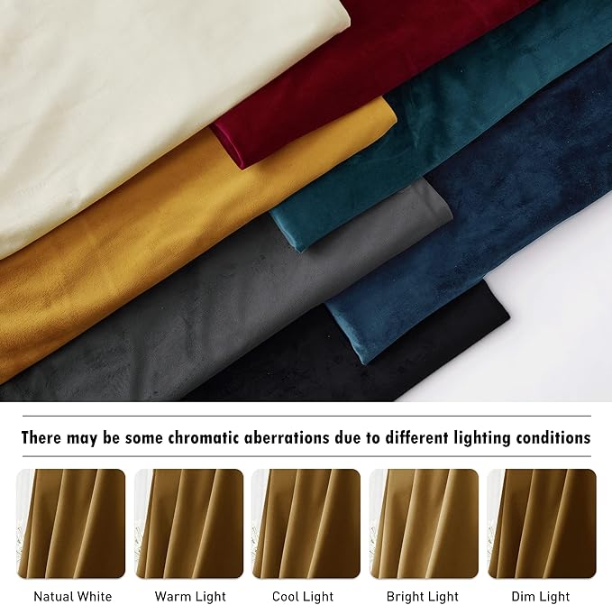 RYB HOME Gold Brown Velvet Curtains, Light Blocking, Energy Saving, Vintage Retro Decor, Privacy Vertical Fall Autumn Curtains for Bedroom Living Room Dining Room, W52 x L84 inches, 2 Panels
