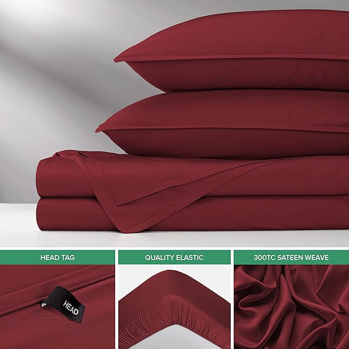 Pure Bamboo Full Sheets, Genuine 100% Organic Viscose Derived from Bamboo Bed Sheet Set, Luxuriously Soft & Cooling, Double Stitching, 2 Year Quality Promise (Full, Merlot)