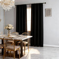 Black Blackout Curtains 108 Inch Length 2 Panels Set, Black Out Curtains for Bedroom 108 Inch Long, Rod Pocket Energy Saving Room Darkening Drapes for Living Room Window(W52 x L108)