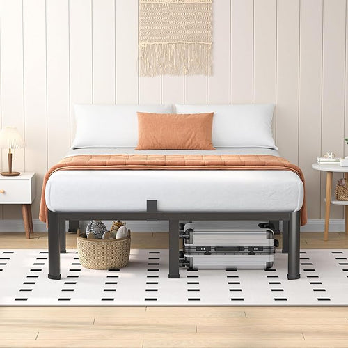 14 Inch Queen Heavy Duty 3500 lbs Bed Frame with Round-Corner Legs & Anti-Squeak Design – Quick Assembly Metal Platform, No Box Spring Needed