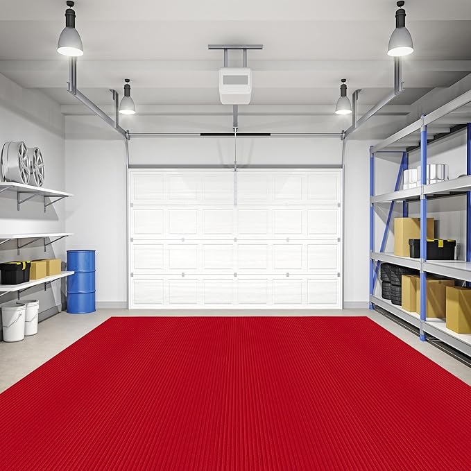 Ottomanson 6'6" x 36' Hallway Runner with Scraper Pile Extra Durable Non-Slip Rug Mat for Indoor & Outdoor Use - Ideal for Kitchen, Entryway, Patio & Garage - High-Traffic Carpet, Red