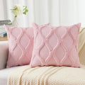 decorUhome Spring Throw Pillow Covers 20x20 Inch Set of 2, Soft Plush Faux Fur Wool Light Pink Couch Pillow Covers, Decorative Neutral Pillow Cases for Bed Sofa Living Room Home Decor