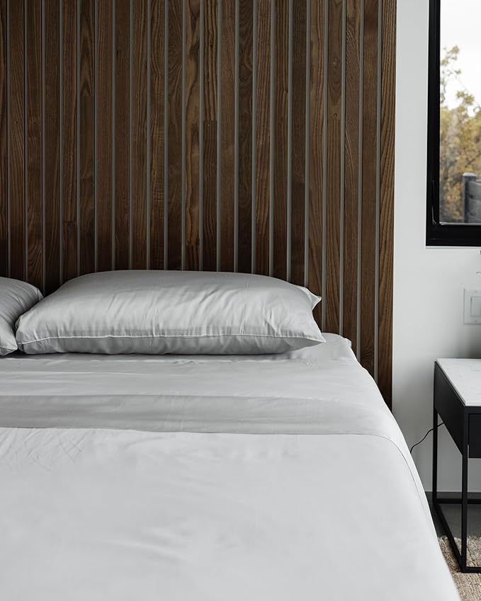 Cozy Earth Luxury Bed Sheet Set - 100% Viscose from Bamboo Fabric, Ultra-Soft & Breathable, Fits Regular & Deep Pocket Mattresses up to 20" - 5 Pieces Split King Sheet Set Light Grey