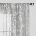 FMFUNCTEX Linen Sheer Curtains for Bedroom, Grey White Blossom Print Curtains 84 Inches Long for Living Room,Floral Patterned Farmhouse Curtain Light Filtering Window Drapes 2 Panels, Rod Pocket