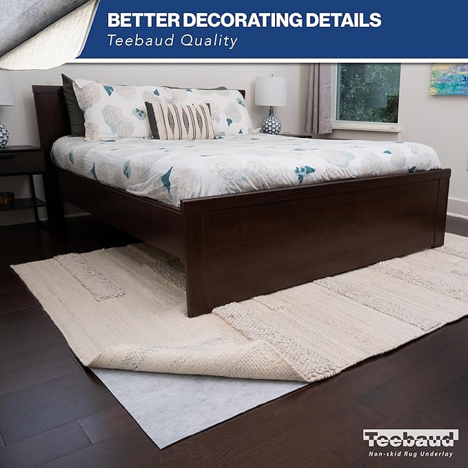 2'6 x 12' Non-Slip Rug Pad, Reversible Gripper, Non Skid Pads for Hardwood, Vinyl, Tile, Laminate Floors, Keep Area Rugs Secure, Natural Materials Safe for Indoor Flooring, ¼” Thick