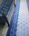 Custom Length Hallway Runner Rug,Slip Resistant,Checkered Blue, 26 Inch X 15 feet, Sold and Priced Per Foot