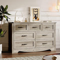 7-Drawer Dresser for Bedroom, Modern Wooden Chest of Drawers with Metal Handles, Anti-Tipping Design, Sturdy and Stable Storage Organizer for Living Room, Entryway, Home Office