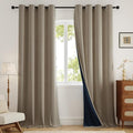 100% Blackout Extra Long Curtains 120 inch Length 2 Panels for Living Room, Linen-Look Textured Room Darkening Thermal Insulated Noise Reduction Drapes for Bedroom (W52xL120, Taupe)