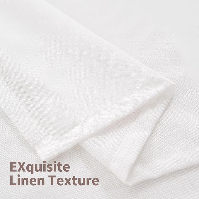 YoungsTex White Linen Semi Sheer Curtains 45 Inches Length for Kitchen Window, Short Light Filtering Drapes with Grommet Lightweight for Bedroom Cafe Bathroom, 2 Panels, 42 X 45 Inch
