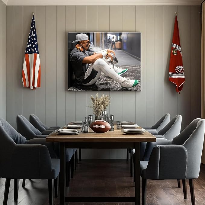 B.B.F MAKE 2025 Super Canvas Bowl Wall Art Champions Eagles Poster Print Philadelphia Hurts Painting Canvas Wall Decor Sports Stars Picture Modern Bedroom Living Room Home Decoration, Framed 24x30inch