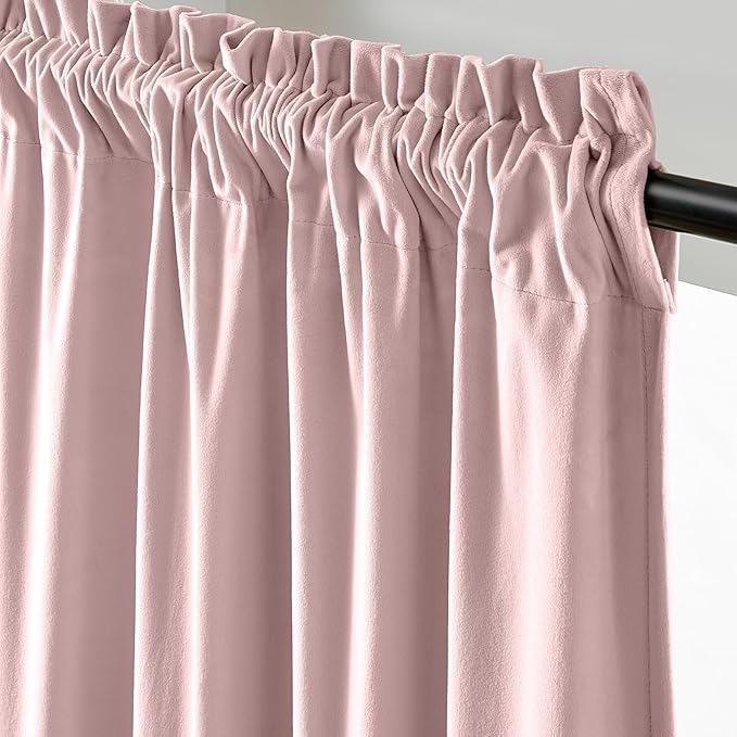 Lazzzy Blackout Curtains Thermal Insulated Room Window Drapes Super Soft Luxury Curtains for Living Room Bedroom Rod Pocket 2 Panels, Dusty Pink, 52" W x 84" L