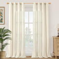 YoungsTex 90 Inch Length Beige Linen Curtains 2 Panels for Living Room, Light Filtering Drapes with Grommet No See Through for Dining Bedroom, 52 X 90 Inch