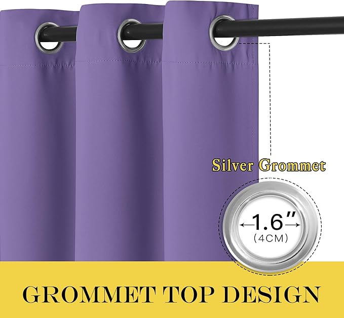 NICETOWN Blackout Curtains 54 Inches Long, Thermal Insulated Room Darkening Curtains for Bedroom, Window Treatment Drapes for Living Room Nursery (W66 x L54 Inch, Lilac Purple, 1 Panel)