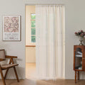 Sutuo Home Boho Door Curtains for Door Window, Bohemian Semi Blackout Curtains Tassels Privacy Vintage Chic Embroidery Long Stripes White Decor Window Treatments,Rod Pocket 1 Panel 37" W x 80" L,Ivory