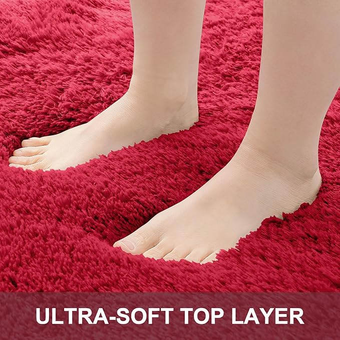 OLANLY 5x8 Machine Washable Large Area Rugs for Living Room, Bedroom, Soft Fluffy Shaggy Bedside Rug, Indoor Floor Carpet for Kids Girls and Boys, Dorms, Nursery, Home Decor Aesthetic, Red