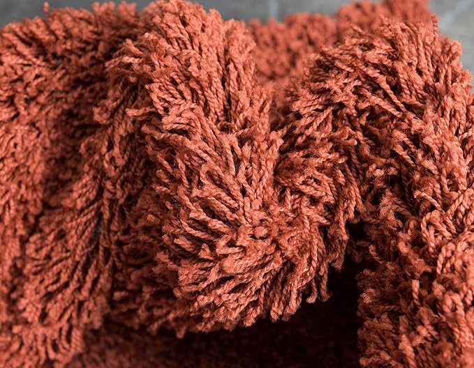Unique Loom Solid Shag Collection Area Rug (2' 7" x 10' Runner, Terracotta)
