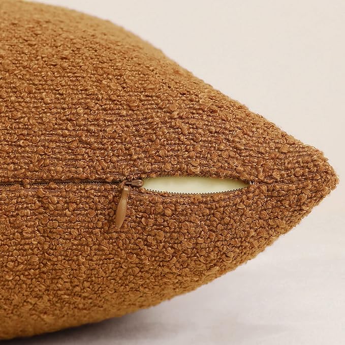 Jeneoo Amber Yellow Decorative Long Lumbar Thick Throw Pillow Covers Fine Textured Boucle Couch Cushion Case for Livingroom Sofa Decor, Set of 1, 14 x 36 Inch