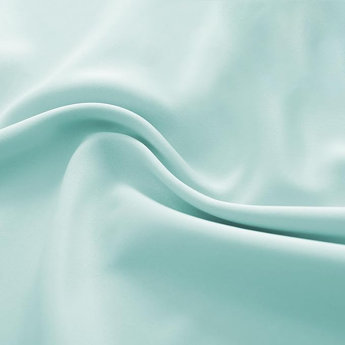 DONREN 2 Panels Blackout Curtain Panels for Bedroom - Room Darkening Thermal Insulated Drapes with Rod Pocket(Aqua,52 by 96 Inch)